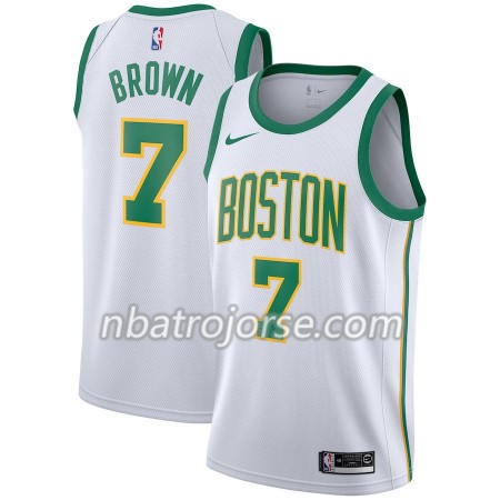 Män Boston Celtics Tröja Jaylen Brown 7 2018-19 Nike City Edition Vit Swingman